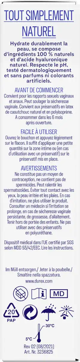 Bild 2 von Durex Naturals Gleitgel Extra Feuchtigkeitsspendend, 50 ml
