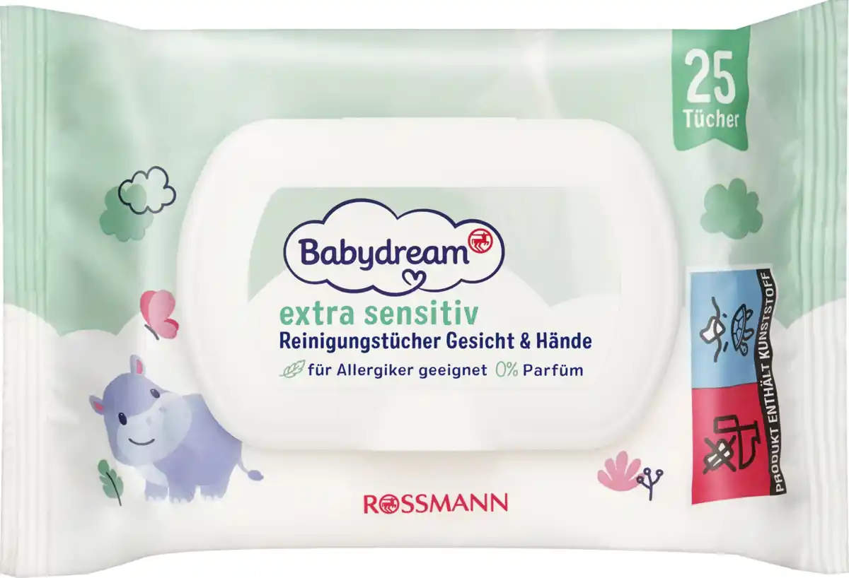 Bild 1 von Babydream Extra sensitive Reinigungstücher Gesicht & Hände