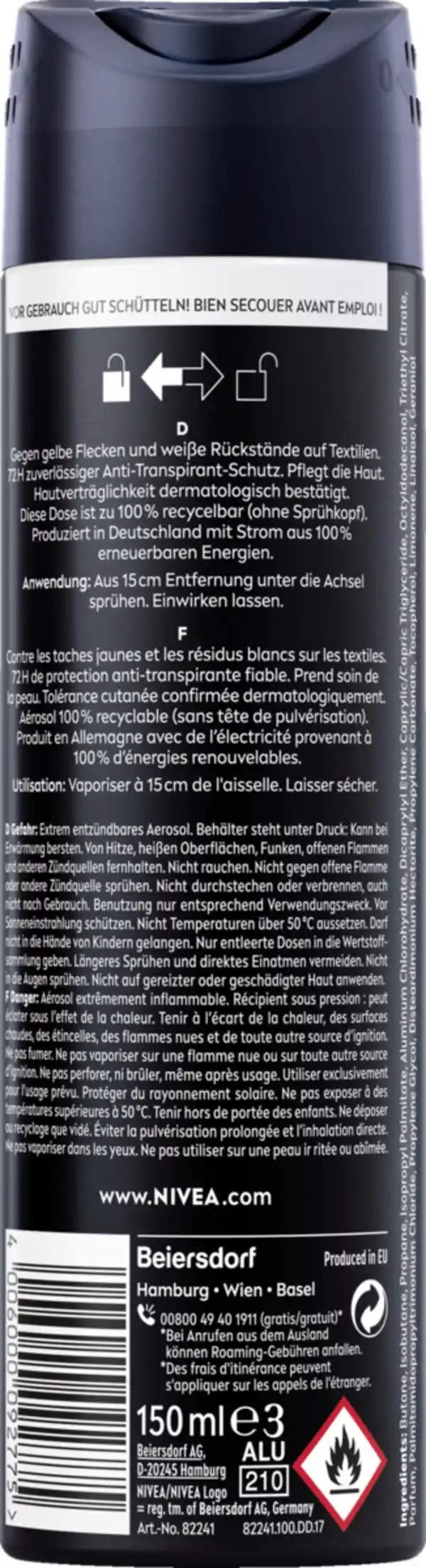 Bild 2 von NIVEA MEN Black & White Invisible Original Anti-Transpirant Spray, 150 ml