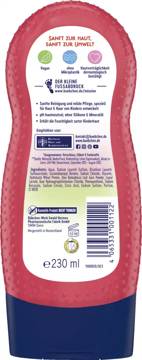 Bild 2 von Bübchen 2in1 Shampoo & Duschgel Himbeerspaß, 230 ml