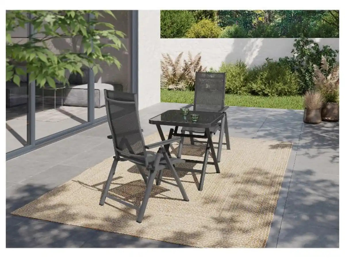 Bild 4 von LIVARNO home Alu-Set »Houston«, 3-teilig - Klapptisch & 2 Hochlehner, grau