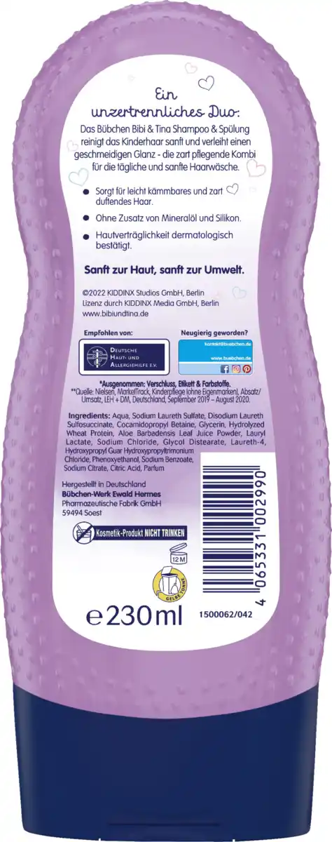 Bild 2 von Bübchen Bibi & Tina Shampoo & Spülung Herzensfreunde, 230 ml