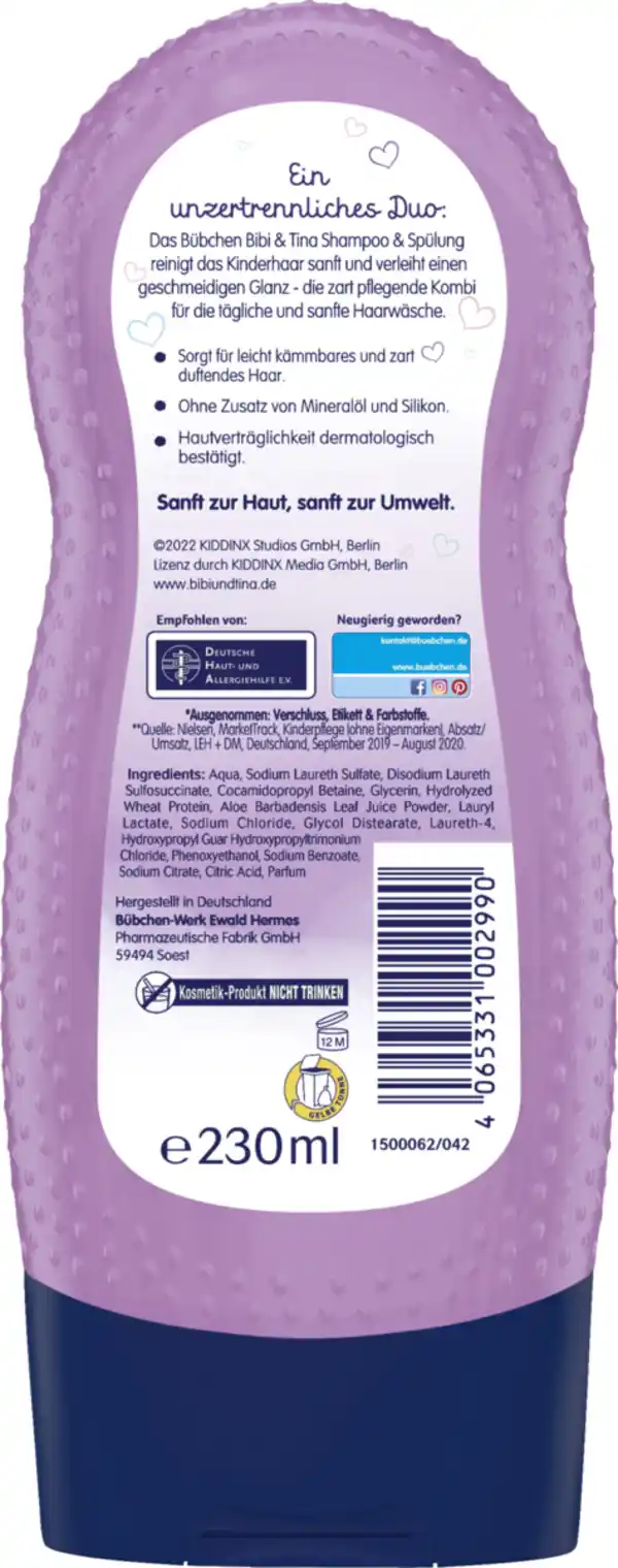 Bild 2 von Bübchen Bibi & Tina Shampoo & Spülung Herzensfreunde, 230 ml