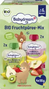 Babydream Bio Fruchtpüree-Mix Erdbeere & Banane in Apfel und Birne-Kiwi-Banane in Apfel, 360 g