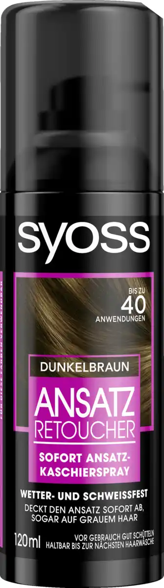 Bild 1 von Syoss Professional Performance Ansatz Retoucher Sofort Ansatz-Kaschierspray Dunkelbraun, 120 ml