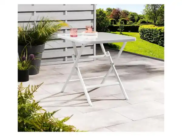 Bild 3 von LIVARNO home Alu-Glastisch »Houston«, klappbar, weiß/hellgrau