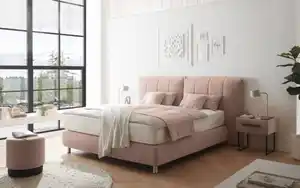 Boxspringbett Deluxe Edition KT2, hellrosa, 180 x 200 cm