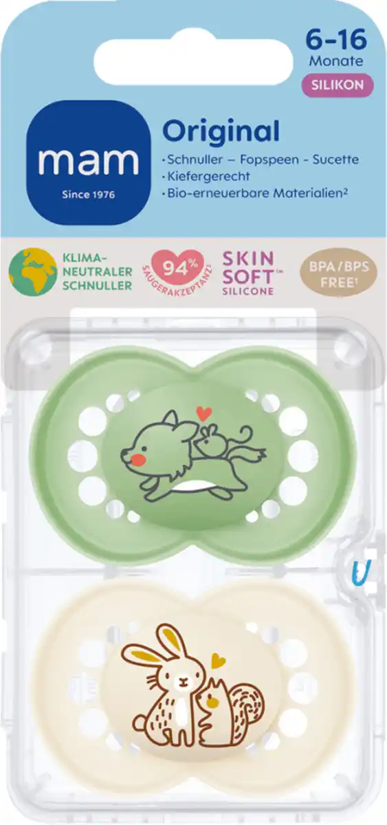 Bild 1 von MAM Schnuller Original Silikon, 6-16 Mon., Wolf/Hase