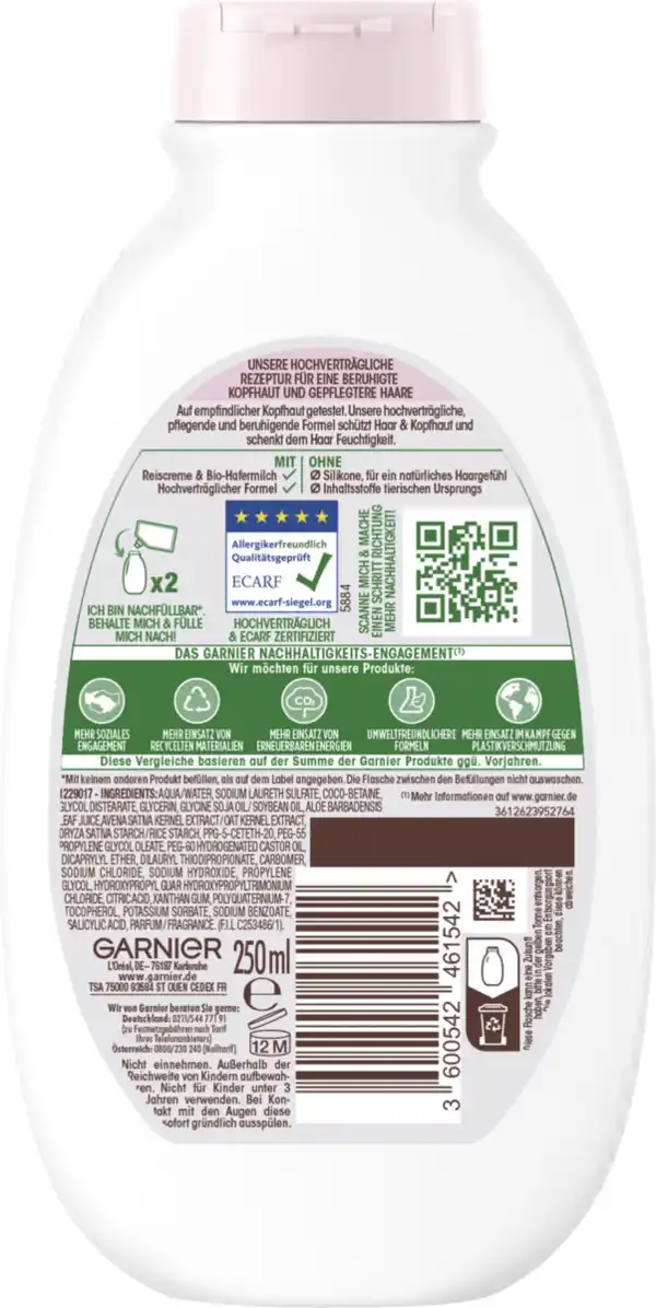 Bild 2 von Garnier Wahre Schätze Shampoo Sanfte Hafermilch Empfindliches Haar & Sensible Kopfhaut, 250 ml