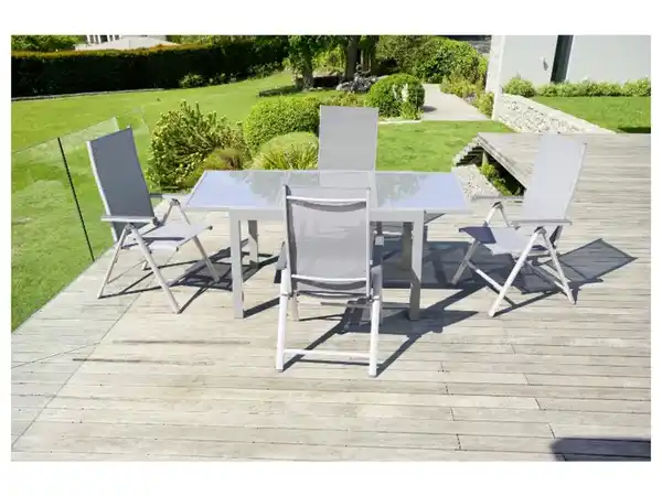 Bild 3 von LIVARNO home Alu-Set »Houston«, 5-teilig - Ausziehtisch & 4 Hochlehner, weiß/hellgrau