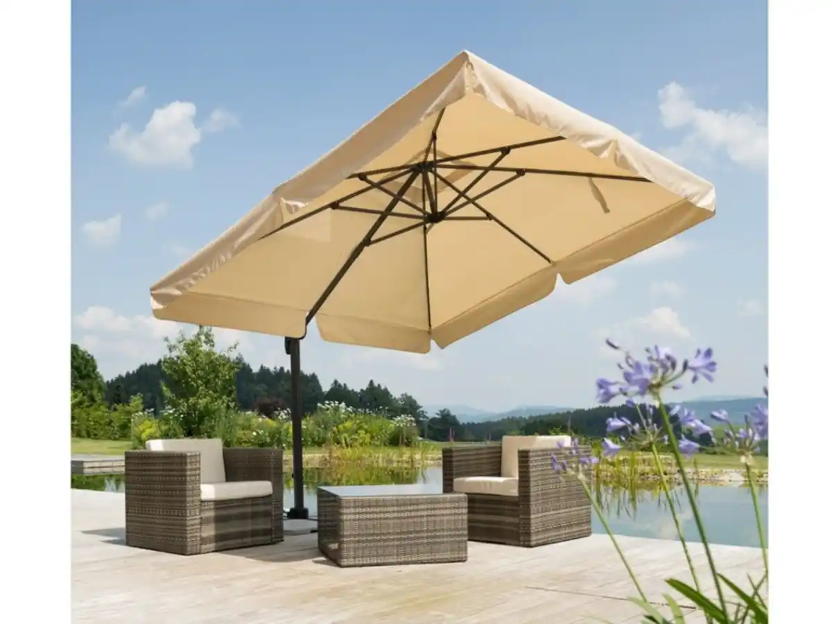 Bild 3 von Schneider Schneider Ampelschirm »RHODOS«, quadratisch, inklusive Schutzhülle, mit Alu-Stahl-Gestell