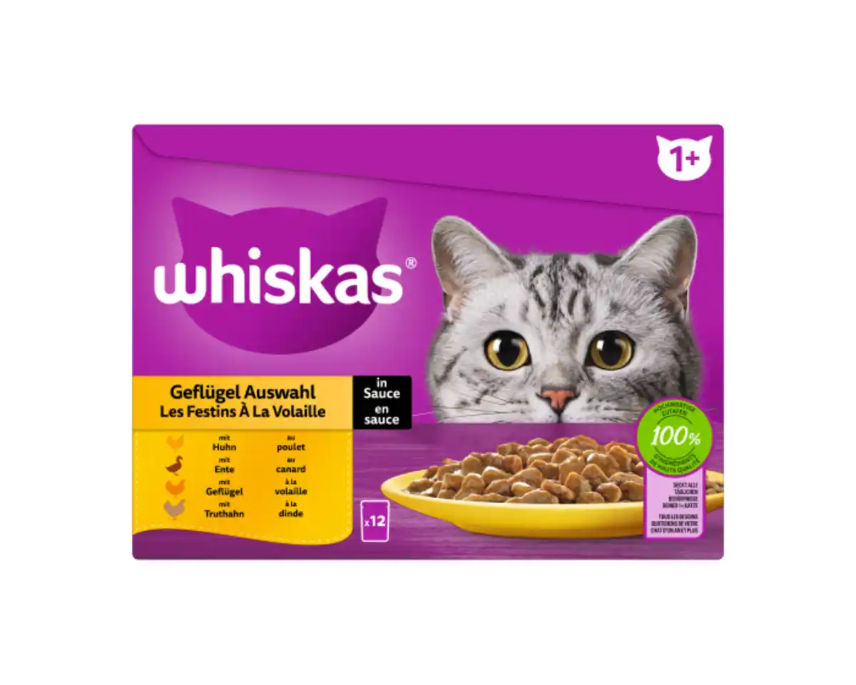 Bild 1 von WHISKAS Katzenfutter 12er Pack Geflügel Auswahl