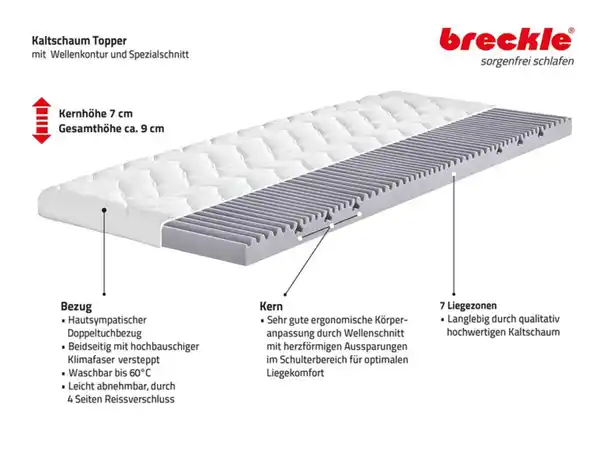 Bild 3 von Breckle Breckle 7-Zonen Premium Kaltschaum-Topper »Relaxx XXL«