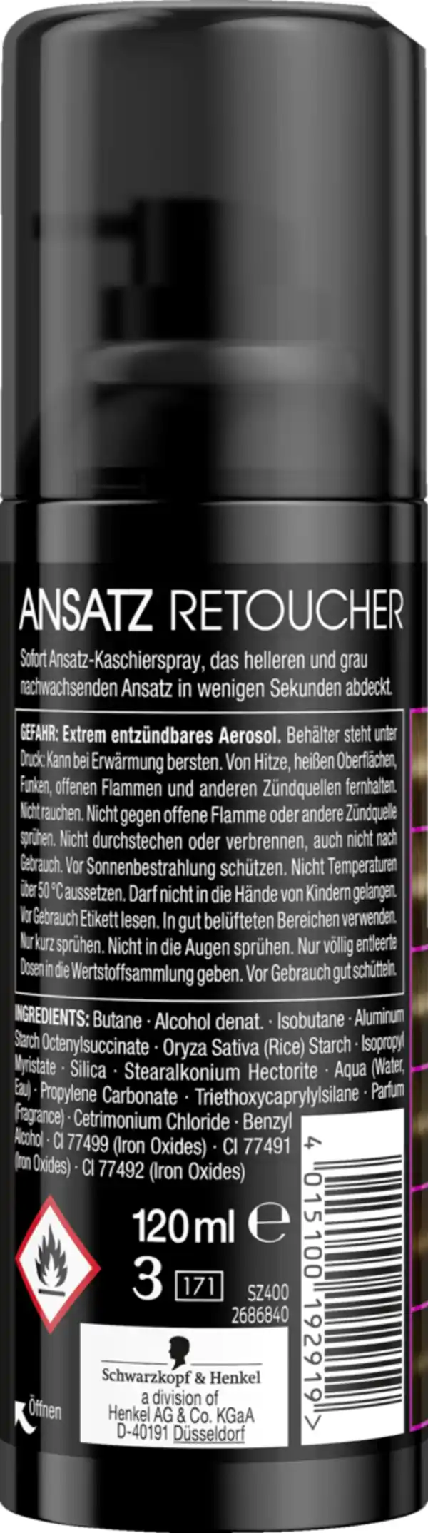 Bild 2 von Syoss Professional Performance Ansatz Retoucher Sofort Ansatz-Kaschierspray Dunkelbraun, 120 ml