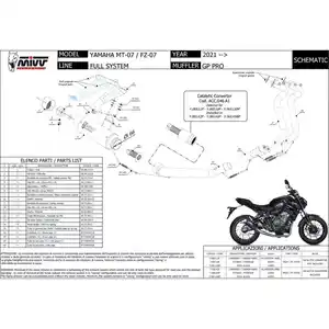 MIVV GP Pro Auspuff 2-1 Y.065.KXBP schwarz für Yamaha MT-07 2021-