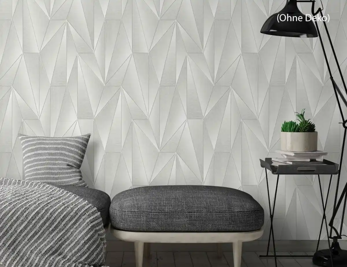 Bild 3 von Vliestapete Grafik Metallic Grau