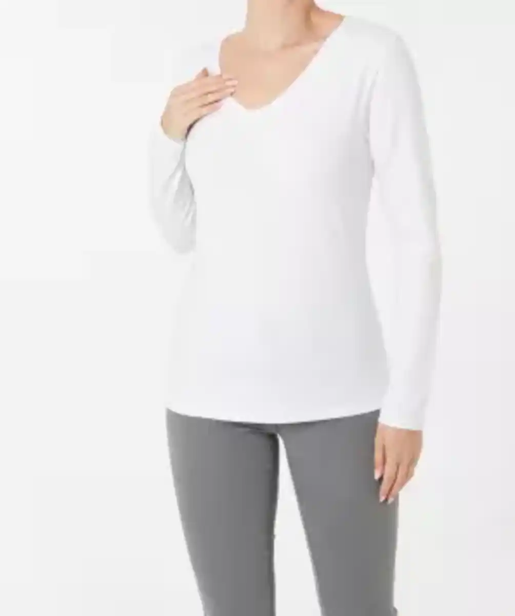 Bild 1 von Basic Langarmshirt in Weiß, weiß