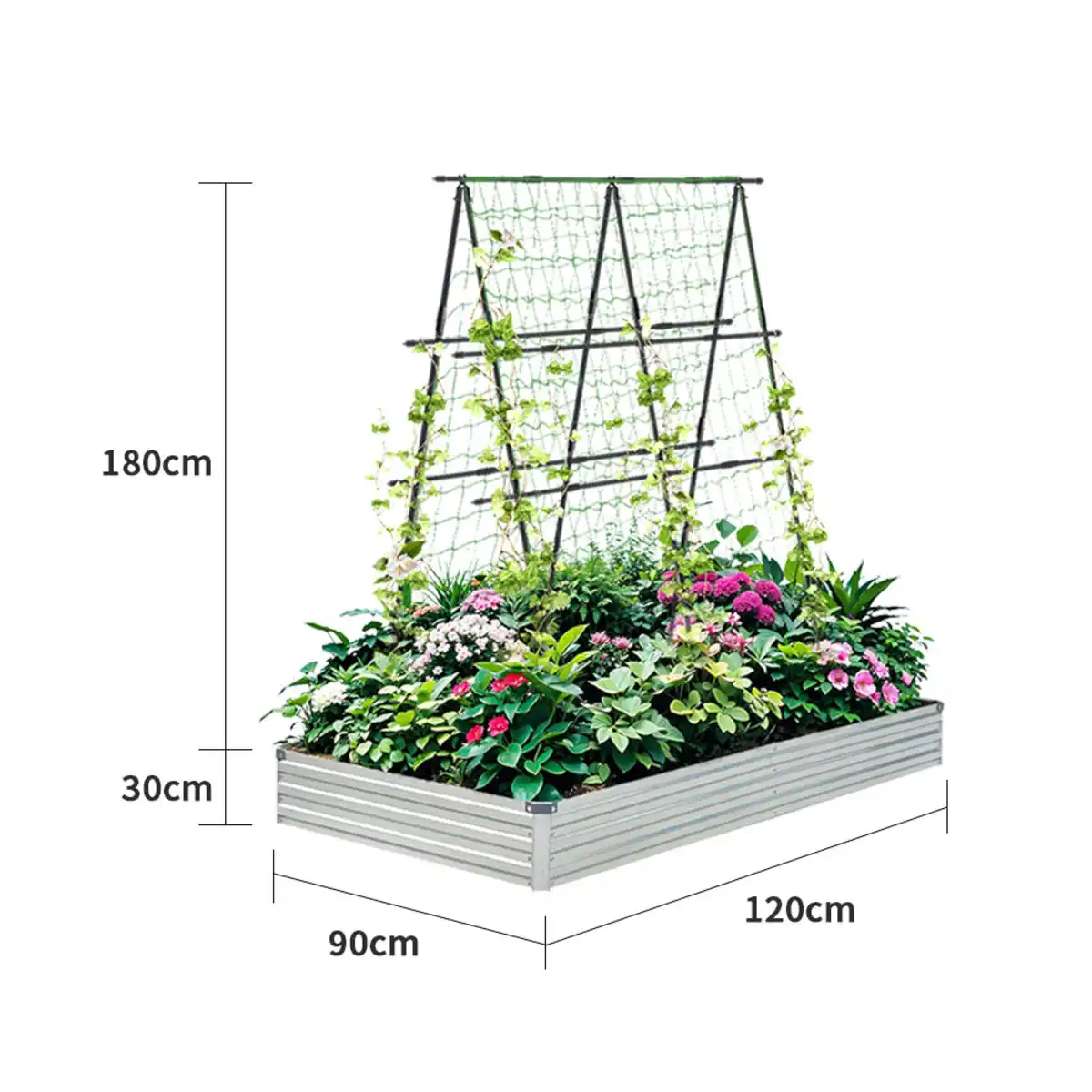 Bild 3 von Pflanzkasten aus Eisen mit Rankgitter in A-Rahmen, ca. 120 x 90 x 30 cm - Schwarz