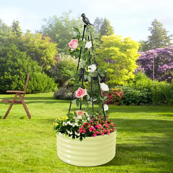 Bild 4 von Rankhilfe aus Metall für Blumen, ca. ¿ 60 x 30 cm - Weiß