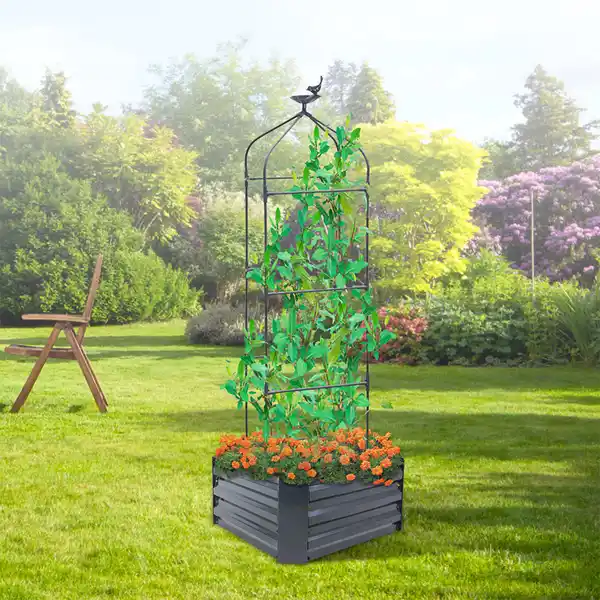 Bild 2 von Metall Rankhilfe Blumenturm für Blumen, ca. 40 x 40 x 30 cm - Schwarz