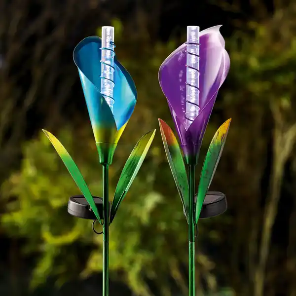 Bild 2 von LED-Solar-Gartenstecker "Calla Blau"