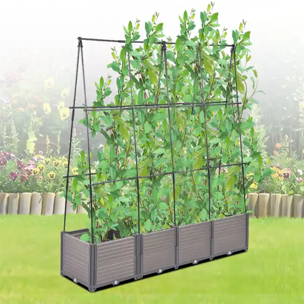 Bild 2 von Pflanzkasten mit Rankhilfe Eckig, ca. 168 x 42 x 180 cm - Grau/Schwarz