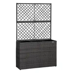 Blumenkasten Polyrattan mit Rankgitter, 83x60x30,5cm, grau