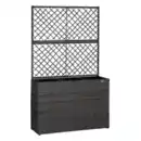 Bild 1 von Blumenkasten Polyrattan mit Rankgitter, 83x60x30,5cm, grau