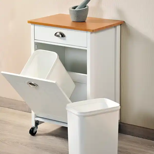 Bild 3 von Küchenwagen mit Mülltrennsystem mit Bambusdekor