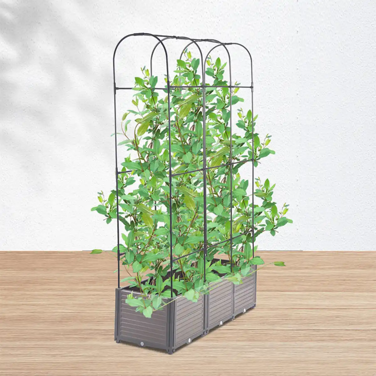 Bild 2 von Pflanzkasten mit Rankhilfe Abgerundet, ca. 126 x 42 x 180 cm - Grau/Schwarz