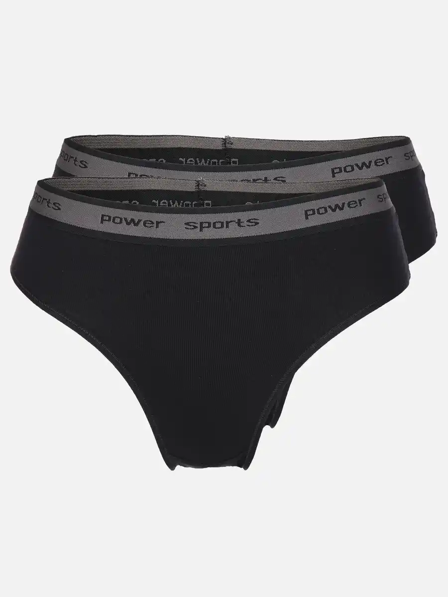 Bild 1 von Damen Slip 2er Pack Powersport Schwarz