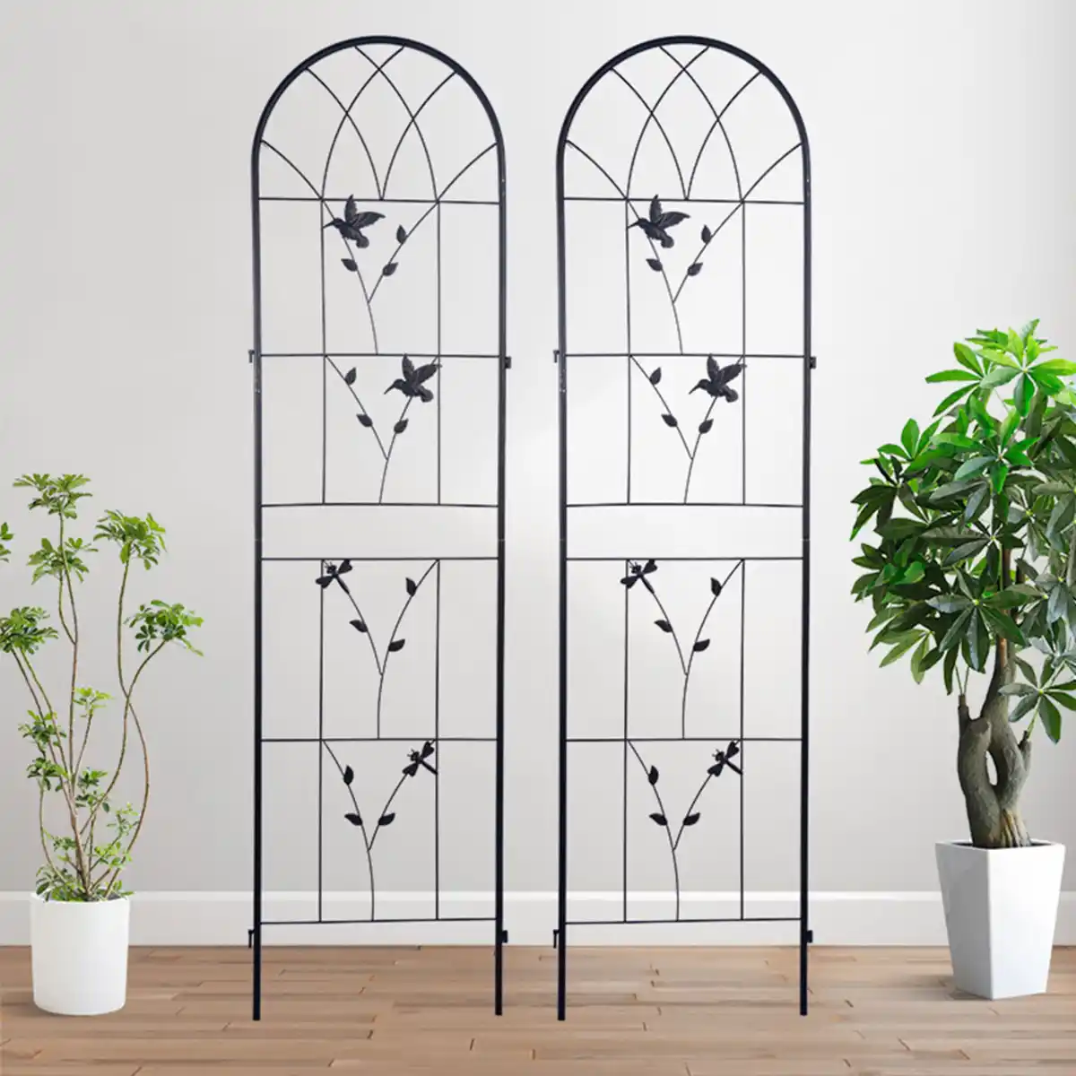 Bild 2 von 2-tlg. Rankgitter für Kletterpflanzen, ca. 192 x 53 cm - Schwarz