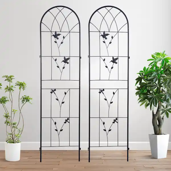 Bild 2 von 2-tlg. Rankgitter für Kletterpflanzen, ca. 192 x 53 cm - Schwarz