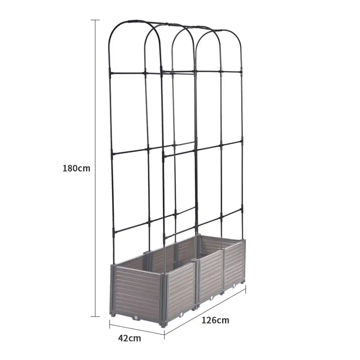 Bild 4 von Pflanzkasten mit Rankhilfe Abgerundet, ca. 126 x 42 x 180 cm - Grau/Schwarz