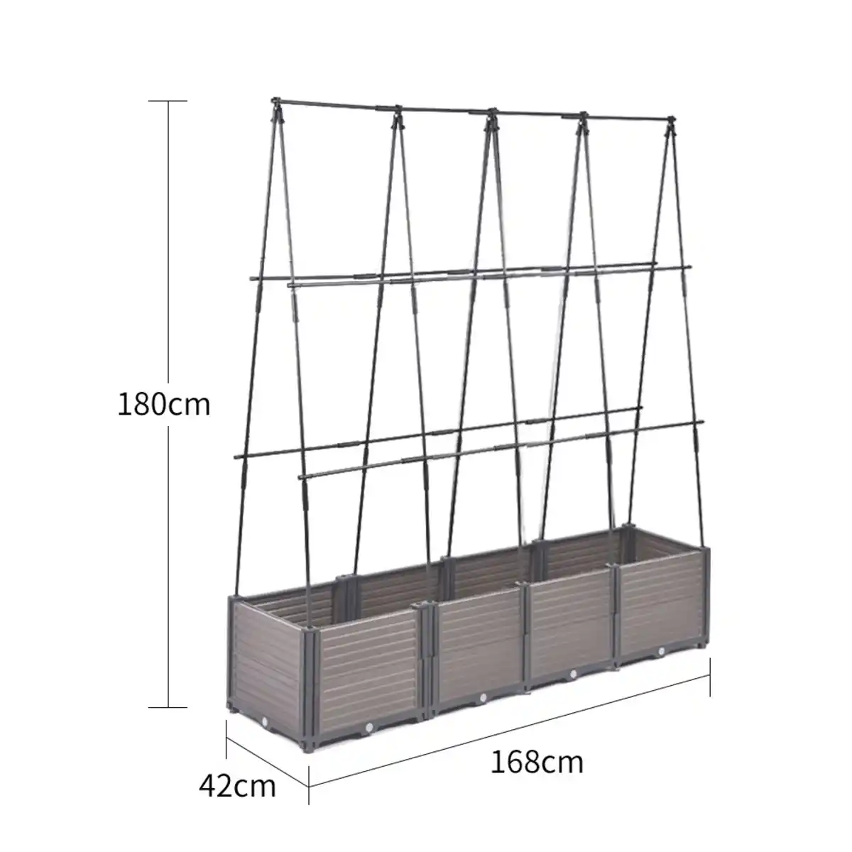 Bild 4 von Pflanzkasten mit Rankhilfe Eckig, ca. 168 x 42 x 180 cm - Grau/Schwarz