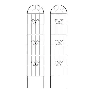 2-tlg. Rankgitter für Kletterpflanzen, gebogen, ca. 30 x 140 cm - Schwarz