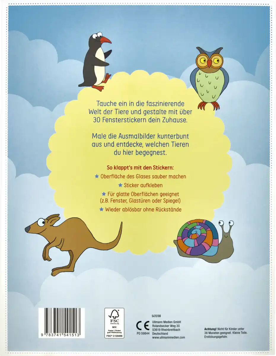 Bild 2 von IDEENWELT Malbuch mit Fensterstickern Tiere