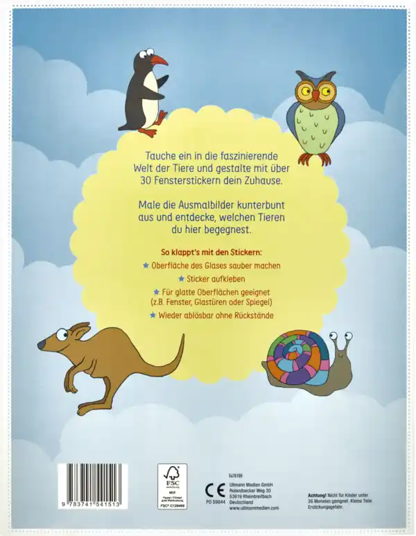 Bild 2 von IDEENWELT Malbuch mit Fensterstickern Tiere