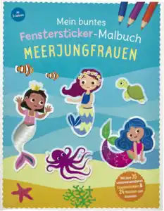 IDEENWELT Malbuch mit Fensterstickern Meerjungfrauen