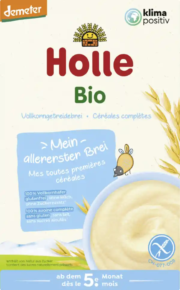 Bild 1 von Holle Bio-Vollkorngetreidebrei Mein allererster Brei Hafer ab dem 5. Monat, 250 g