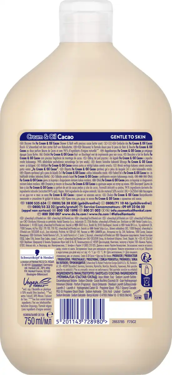 Bild 2 von Fa Duschgel Cream & Oil Cacao XXL, 750 ml