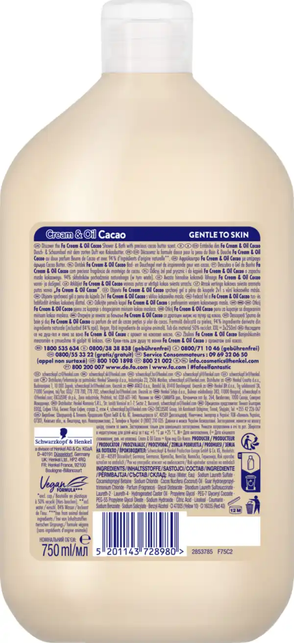 Bild 2 von Fa Duschgel Cream & Oil Cacao XXL, 750 ml