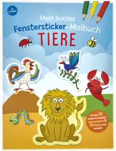 IDEENWELT Malbuch mit Fensterstickern Tiere