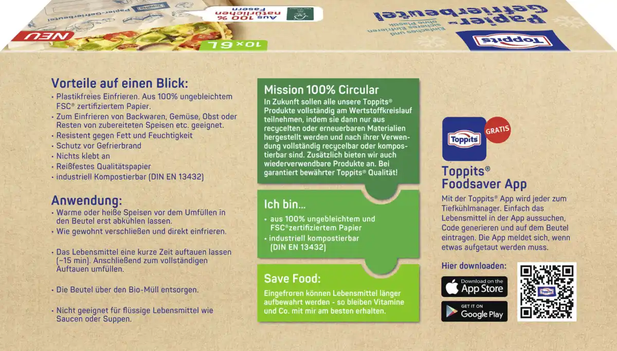 Bild 2 von Toppits Papier Gefrierbeutel 6L