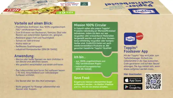 Bild 2 von Toppits Papier Gefrierbeutel 6L
