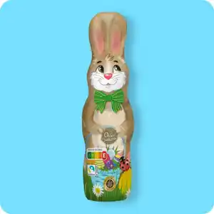 OSTER PHANTASIE Schoko-Osterhase, Motiv mit grüner Schleife oder mit blauem Halstuch