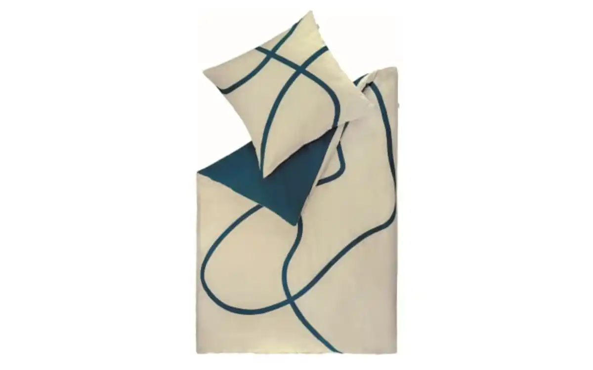 Bild 1 von Bettwäsche-Set Artsy, greige/petrol, 135 x 200 cm