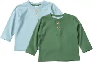 ALANA Langarmshirts mit Knopfleiste, blau + grün, Gr. 74