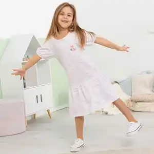 Kinder-Mädchen-Kleid mit Streifenmuster