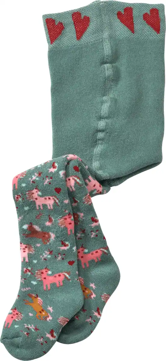 Bild 1 von PUSBLU Thermostrumpfhose mit Tier-Motiv, grün, Gr. 62/68